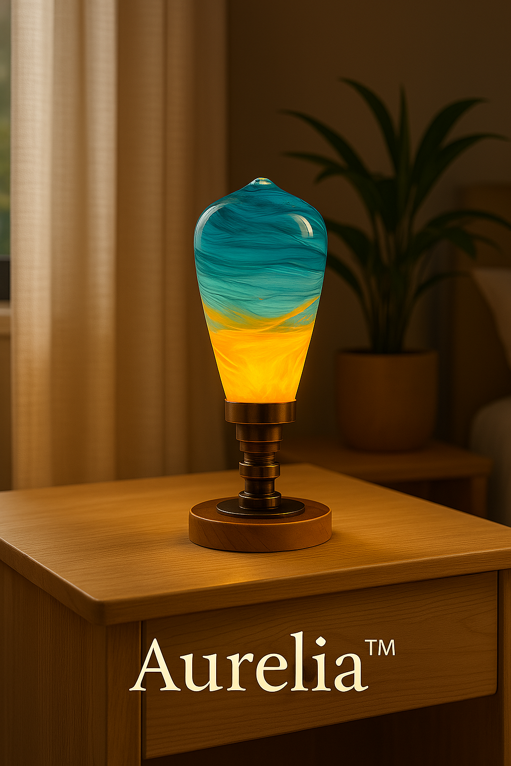Aurelia™ Resin Lamp – Handcrafted LED Art Light with Metal Base (Limited Stock)