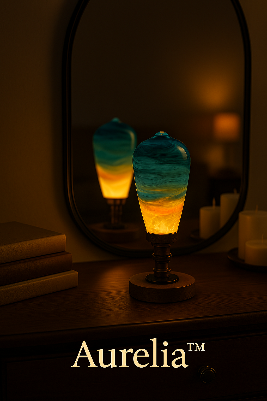 Aurelia™ Resin Lamp – Handcrafted LED Art Light with Metal Base (Limited Stock)