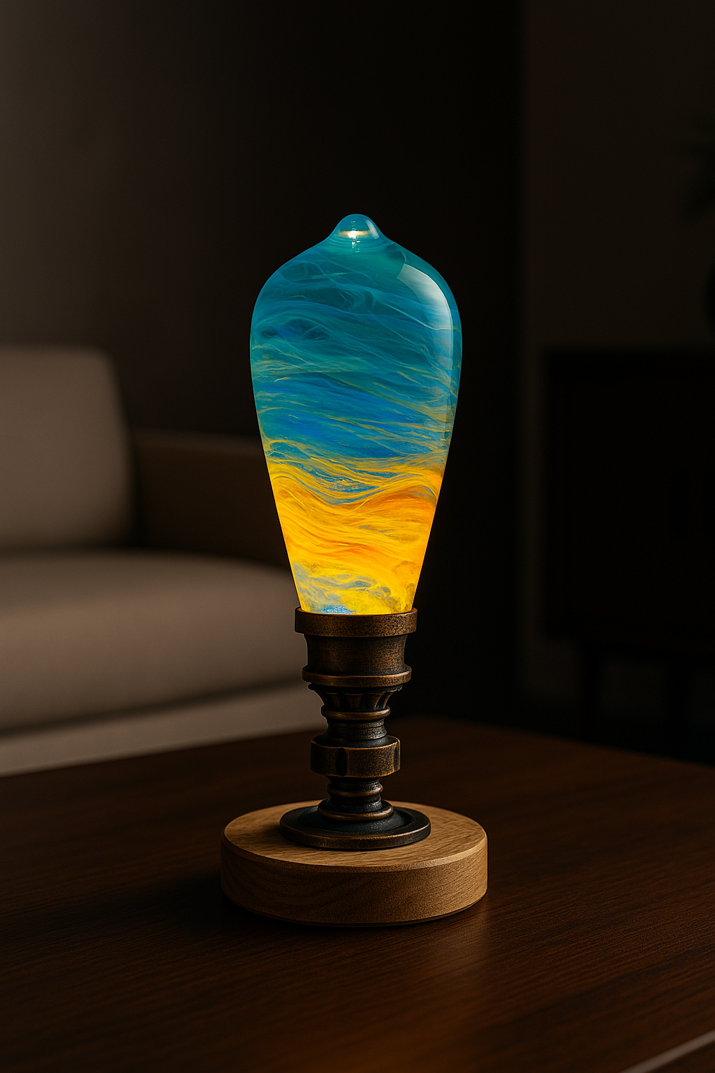 Aurelia™ Resin Lamp – Handcrafted LED Art Light with Metal Base (Limited Stock)