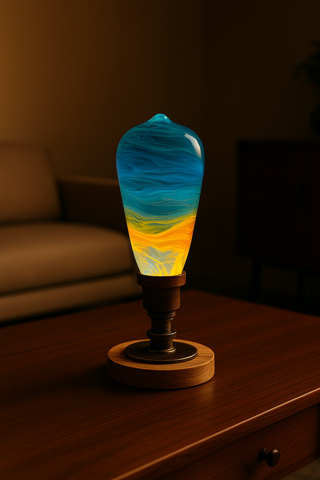 Aurelia™ Resin Lamp – Handcrafted LED Art Light with Metal Base (Limited Stock)